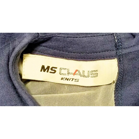 Vtg MS CHAUS KNITS Navy Blue Dress Sz Large Cotton Long Sleeves 1980s - Picture 2 of 8